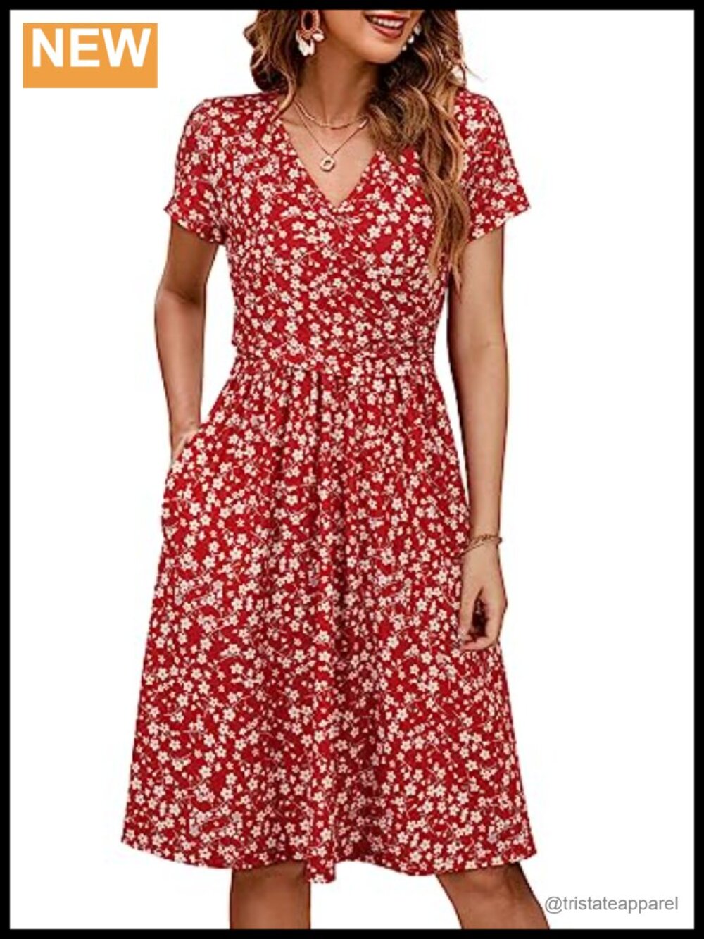 Maternity Nursing Dress Wrap V Neck Short Sleeve Floral Midi